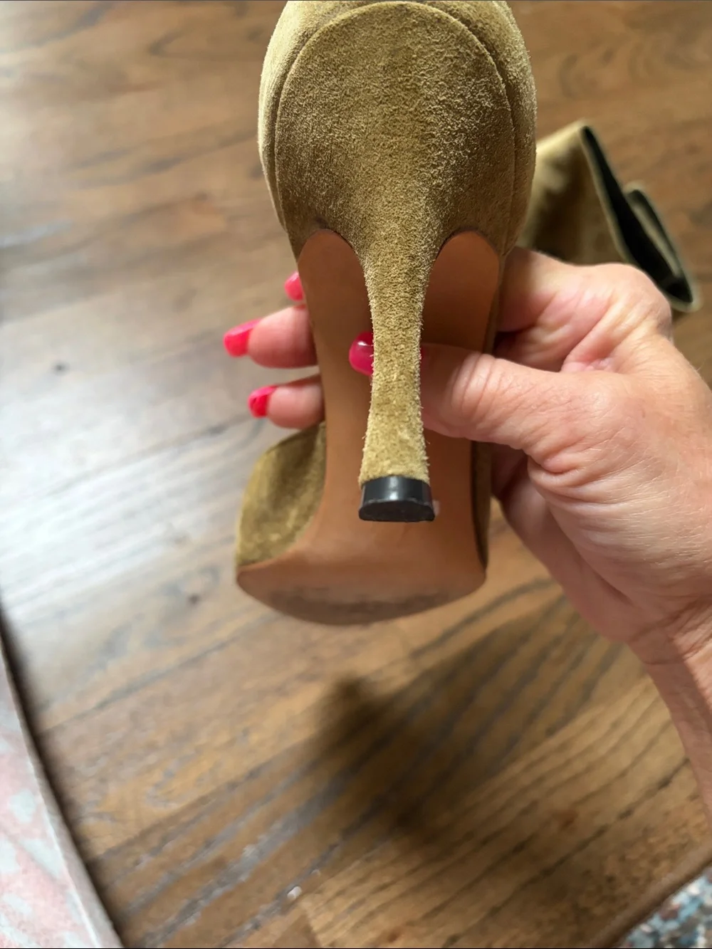 Manolo Blahnik Olive Suede Pointed-Toe Ankle-Strap Pumps